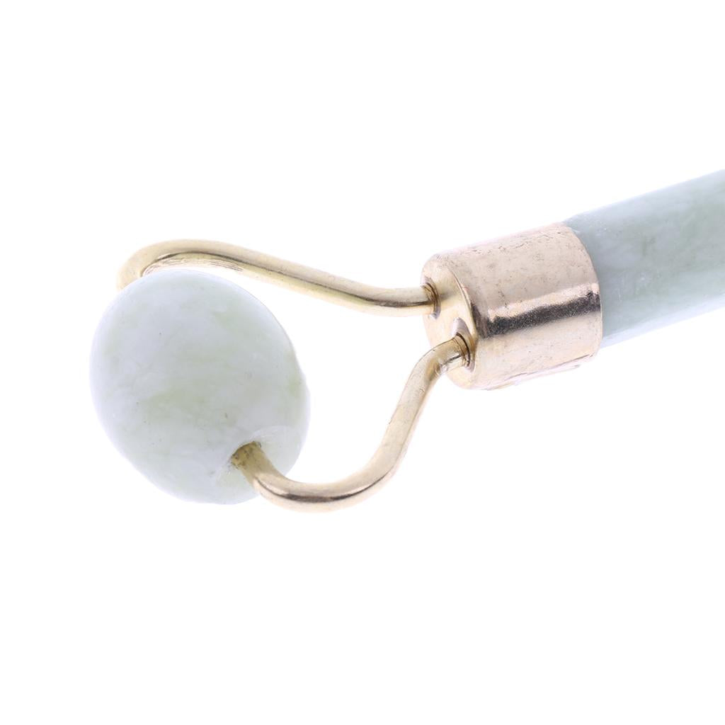 Double Heads Natural Jade Stone Facial Massage Roller Face Neck Massager