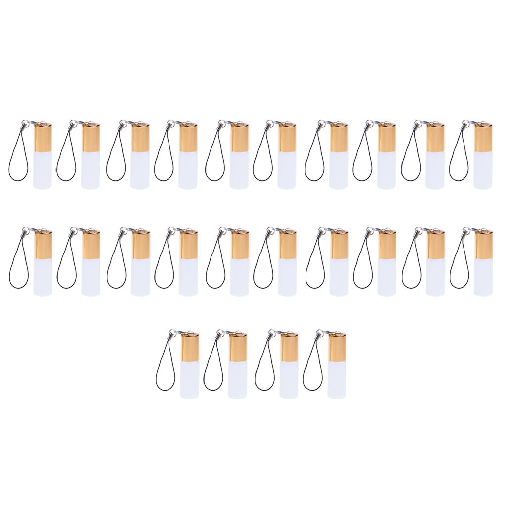 24 Pieces Refillable Glass Roller Essential Oil Bottles Pendant 5ml White