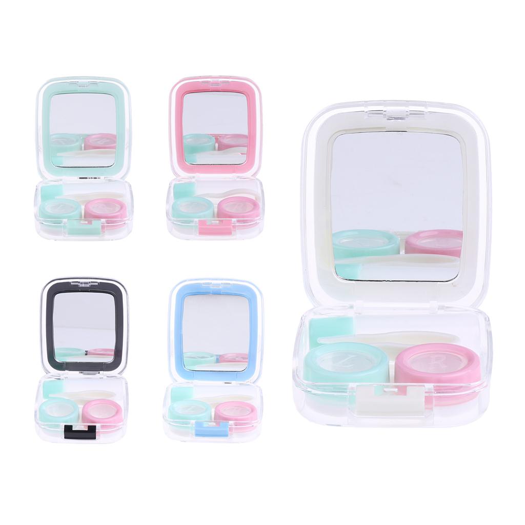 Travel Cute Mini Contact Lens Case Holder Storage Mirror Box Container White