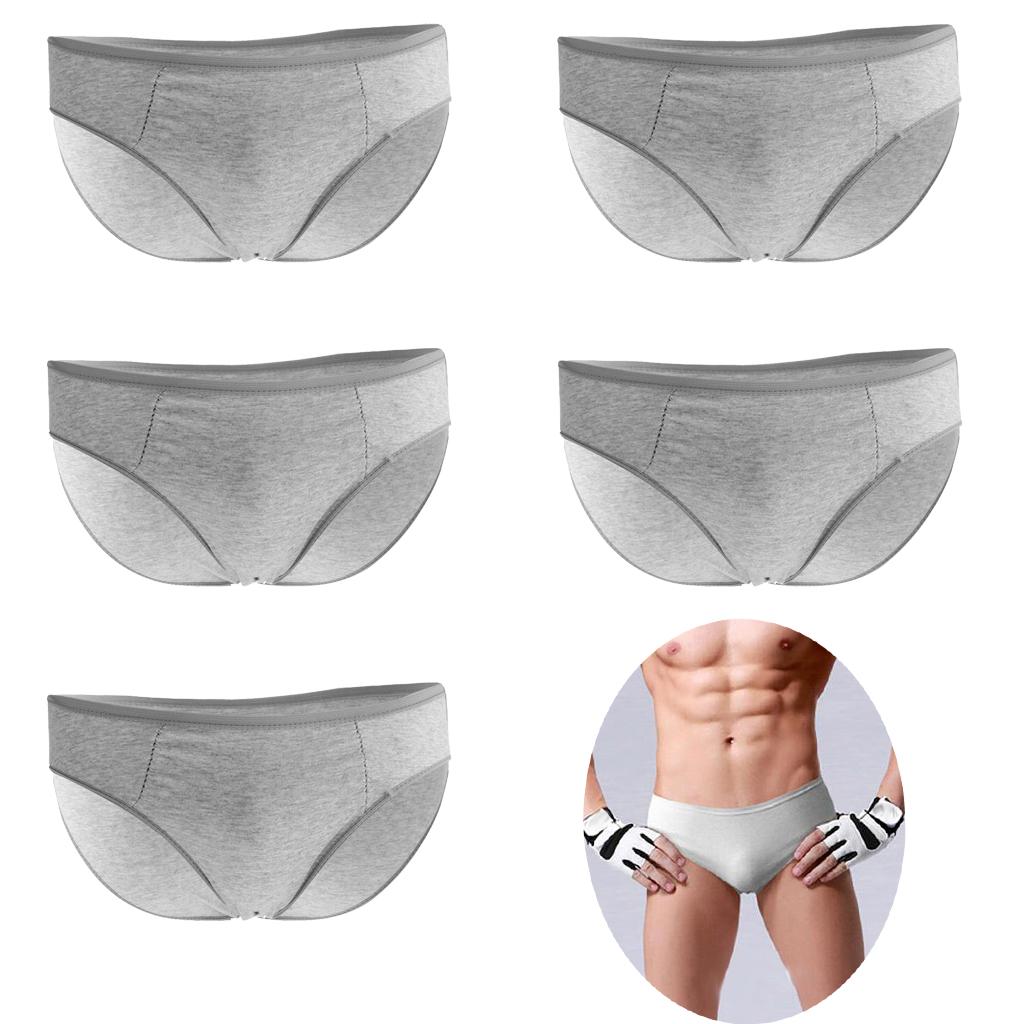 5 Pieces Adults Disposable Briefs Travel Men One Time Underwear XL Gray