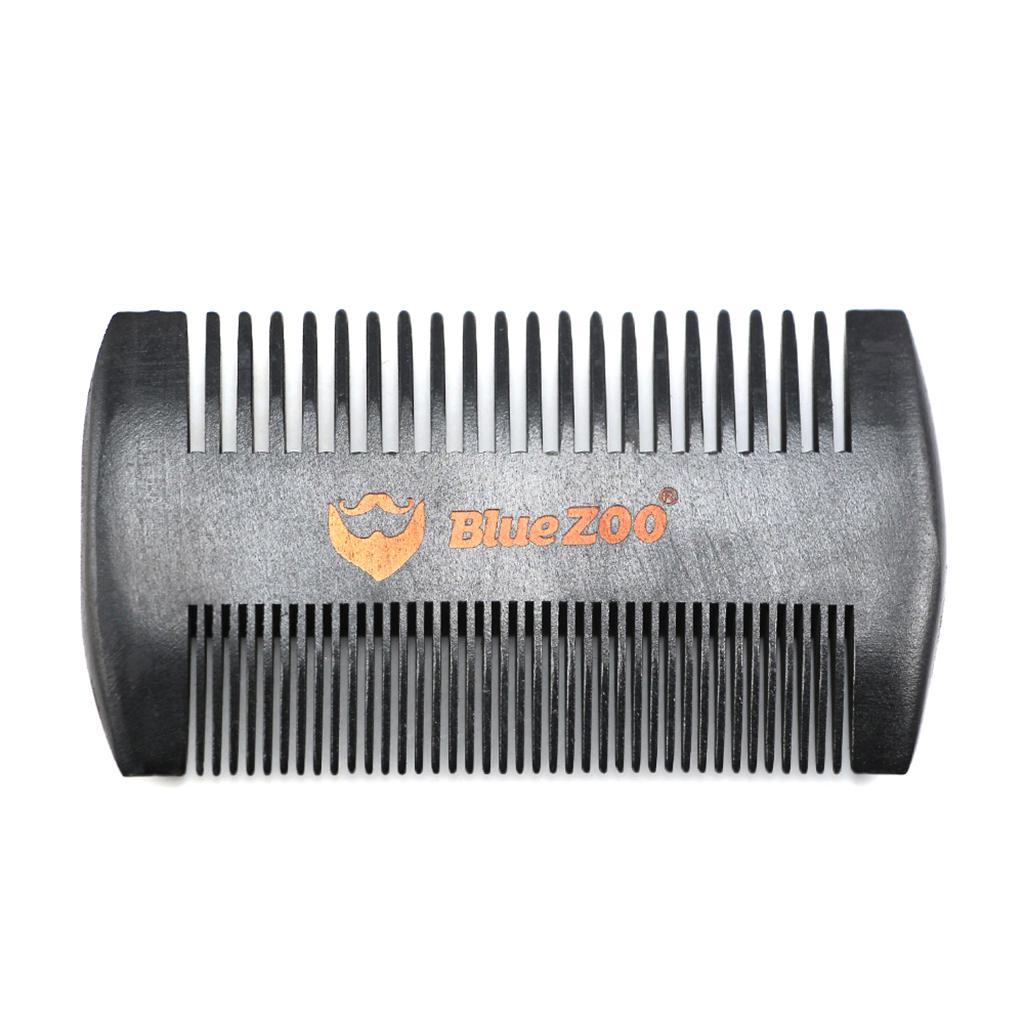 Natural Pearwood Beard Comb Anti-static for Men with Leather Case Brown