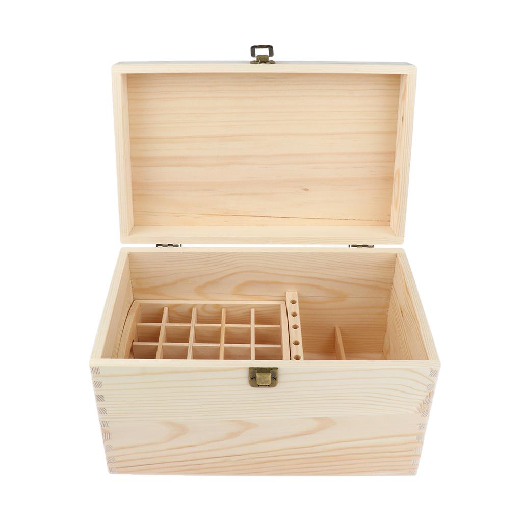 Essential Oil Wooden Box Multi-Tray Organizer Storage Case Display Holder