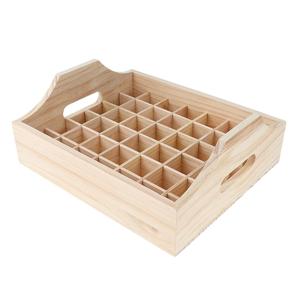 42 Slots Essential Oil Holder Display Wooden Storage Case Tray Organizer