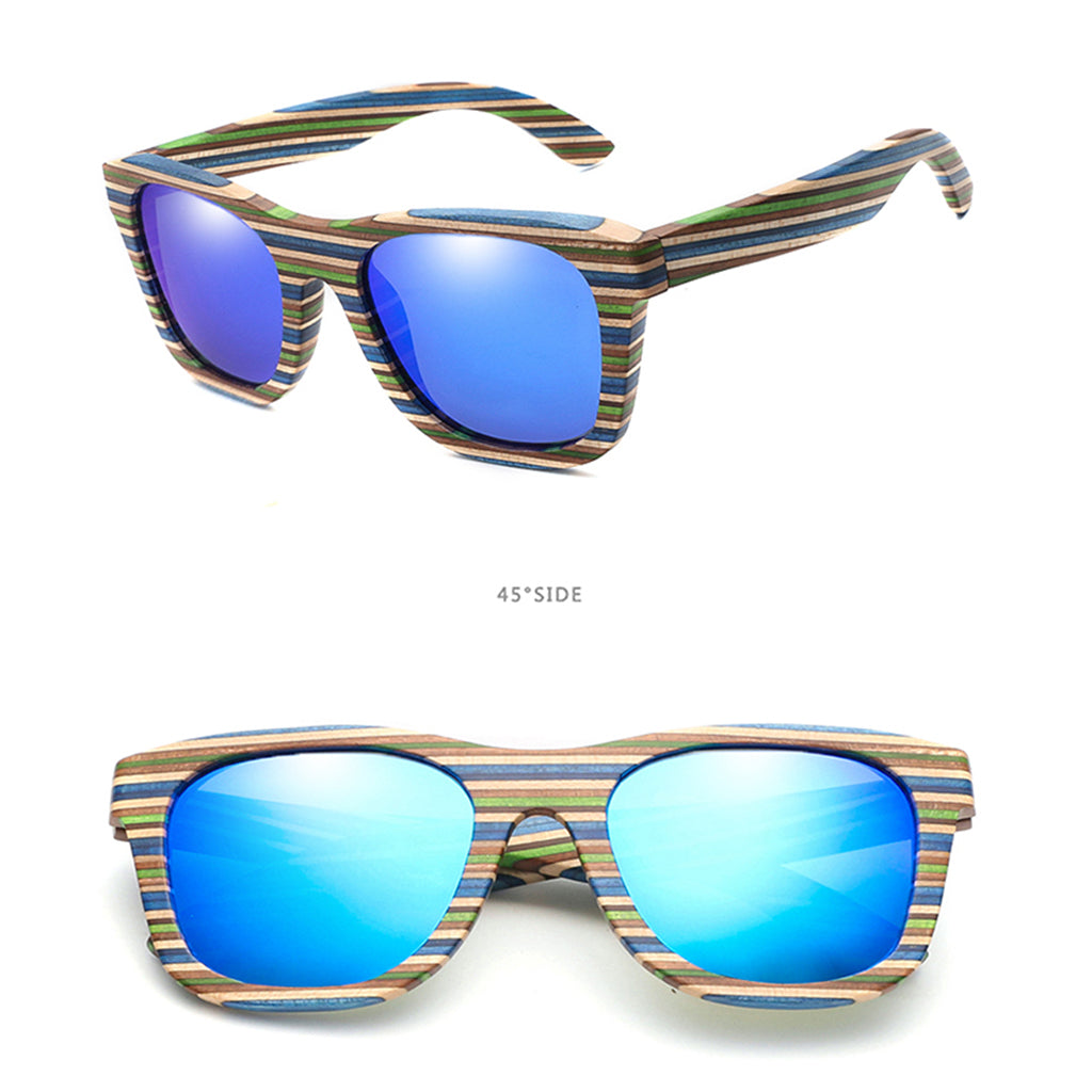 Wood Vintage Retro Polarized Uv Protection Fashion Sunglasses Eyeware Blue