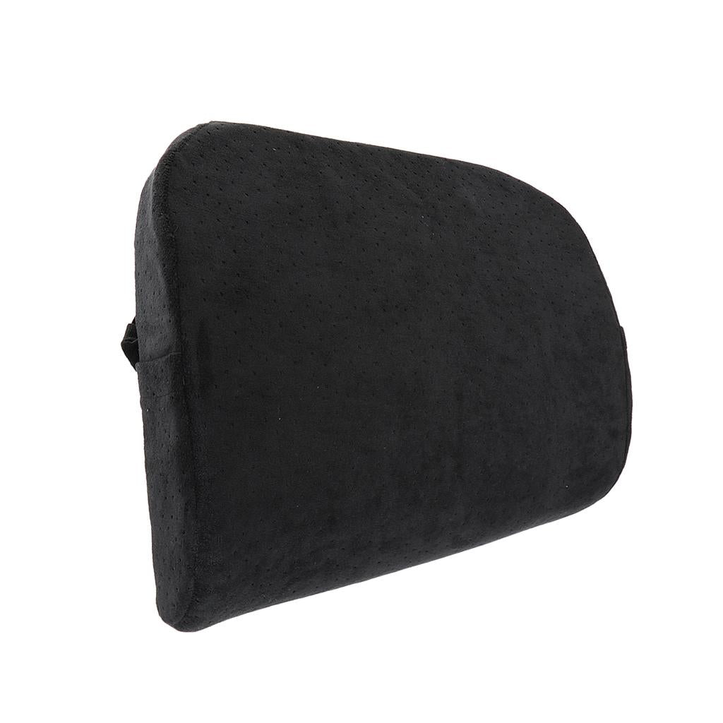 Memory Foam Lumbar Back Support Seat Cushion Travel for Chair Black