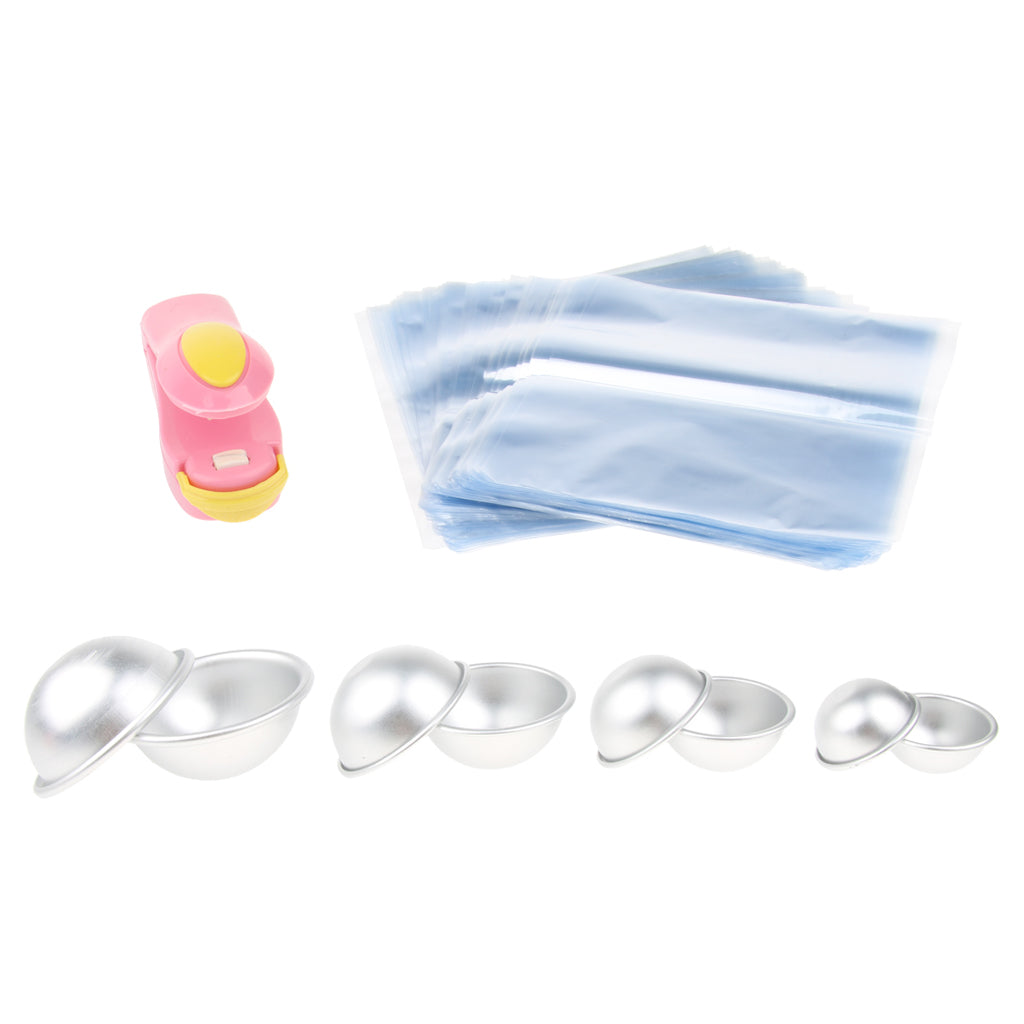 8pcs Bath Bomb Mold Soap Making Mould + Heat Sealer + 200 Heat Shrink Bags