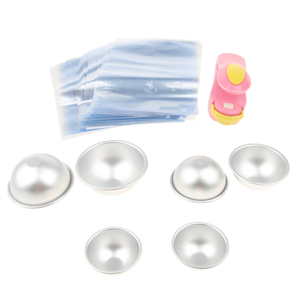 6pcs Bath Bomb Mold Soap Making Mould + Heat Sealer + 200 Heat Shrink Bags