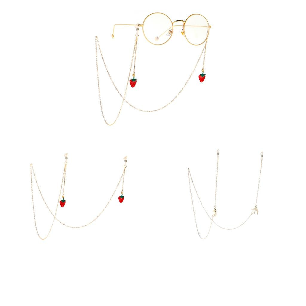 Eyeglass Reading Sunglass Glasses Cord Holder Necklace Chain Red Strawberry