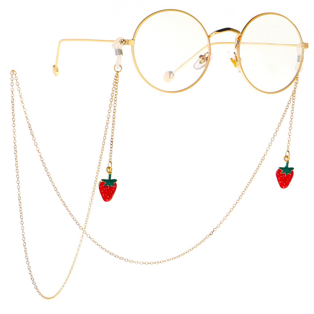 Eyeglass Reading Sunglass Glasses Cord Holder Necklace Chain Red Strawberry