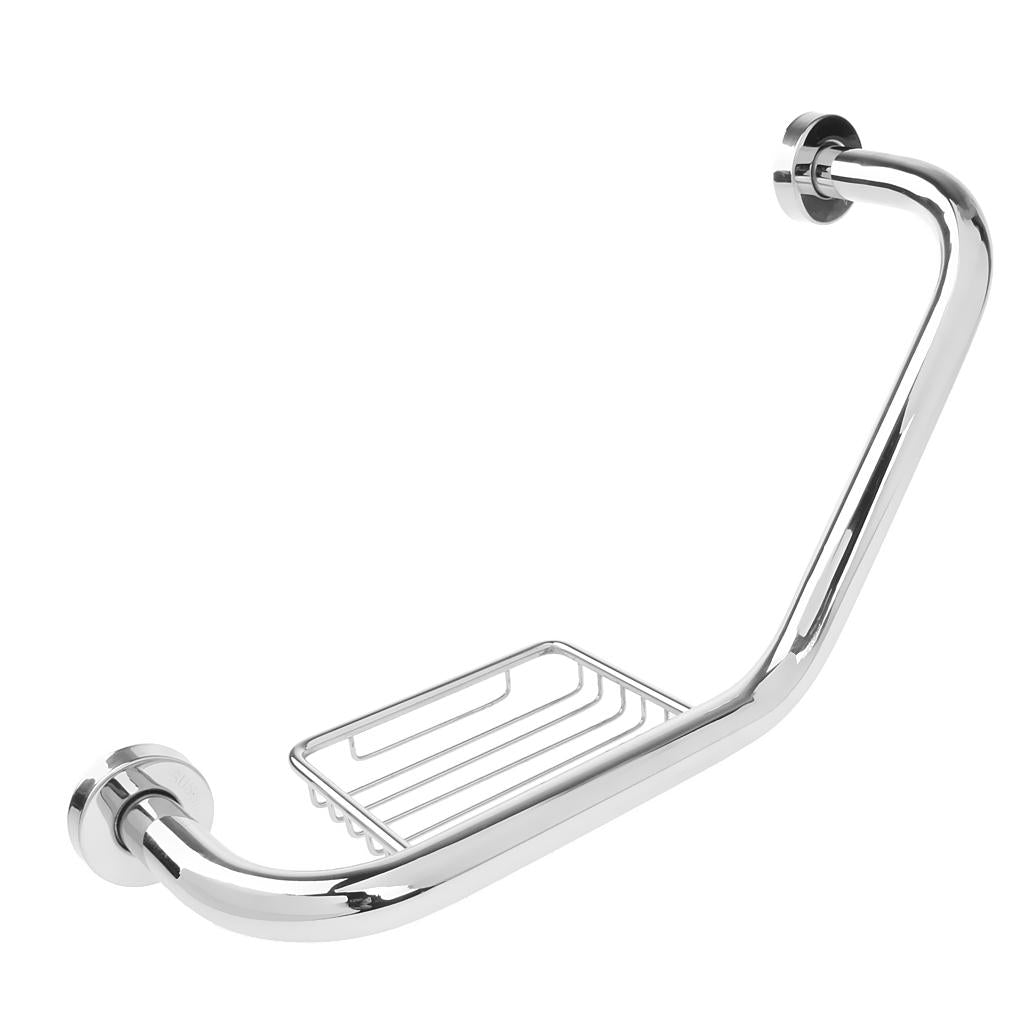 Bathroom Shower Toilet Bath Grab Bar Safety Handrail with Soap Dish Holder