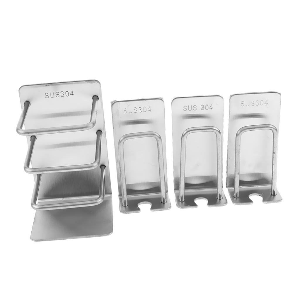 Set of 4 Pieces Wall Mount Shower Bathroom Toothbrush Toothpaste Cup Holder