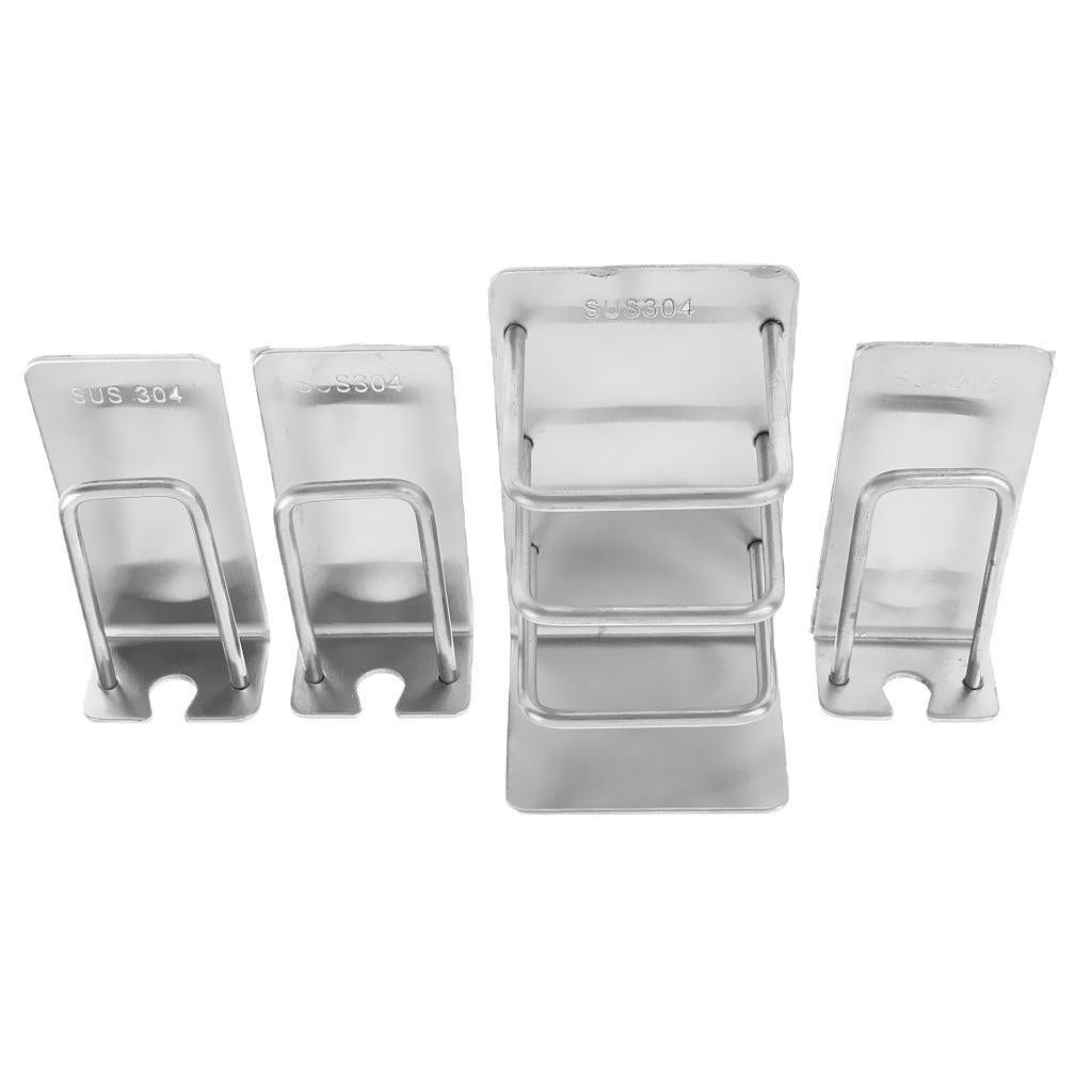Set of 4 Pieces Wall Mount Shower Bathroom Toothbrush Toothpaste Cup Holder