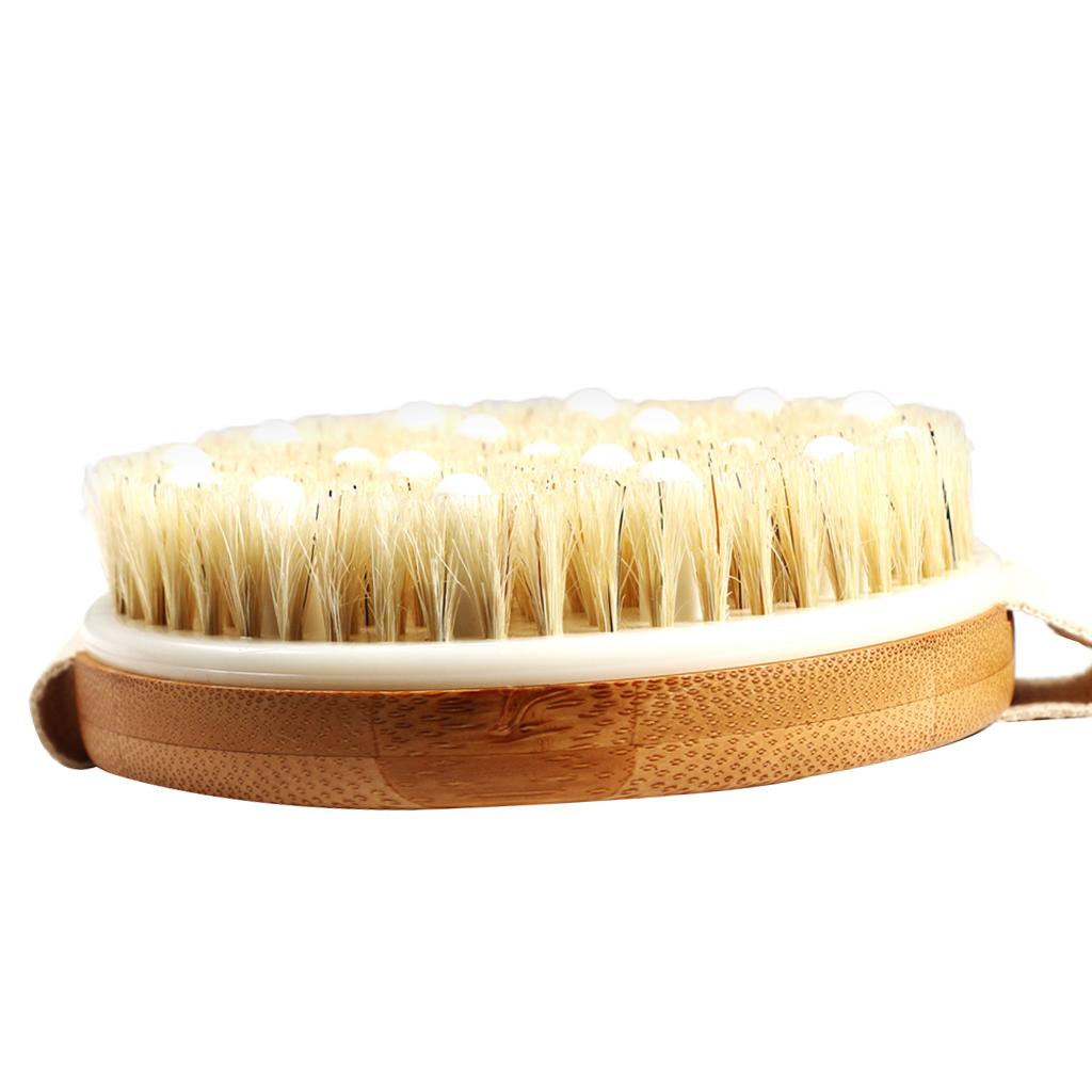 Round Wood Shower SPA Massage Brush Back Scrubber Cleaning for Full Body