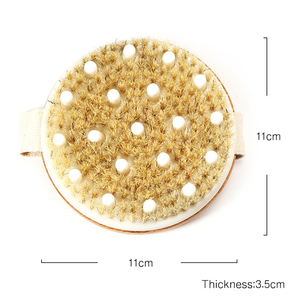Round Wood Shower SPA Massage Brush Back Scrubber Cleaning for Full Body