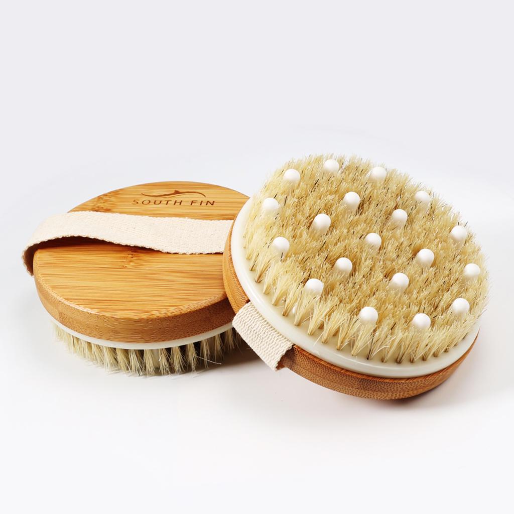 Round Wood Shower SPA Massage Brush Back Scrubber Cleaning for Full Body