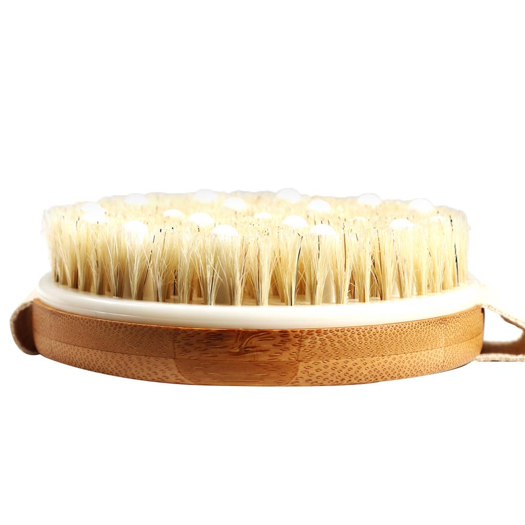 Round Wood Shower SPA Massage Brush Back Scrubber Cleaning for Full Body