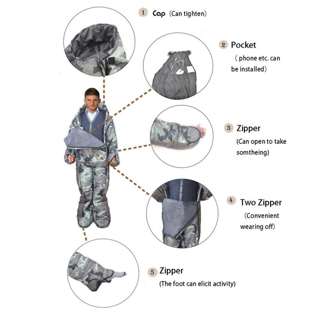 Full Body Wearable Sleeping Bag for Travel Camping Accompany Patient L