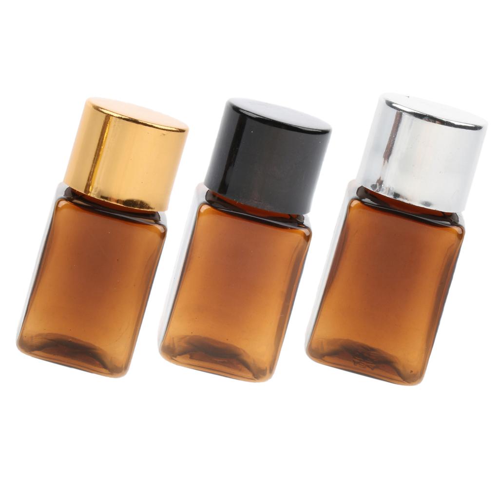 6 Pieces Amber Refillable Empty Essential Oil Makeup Bottle 10ml Gold Cap