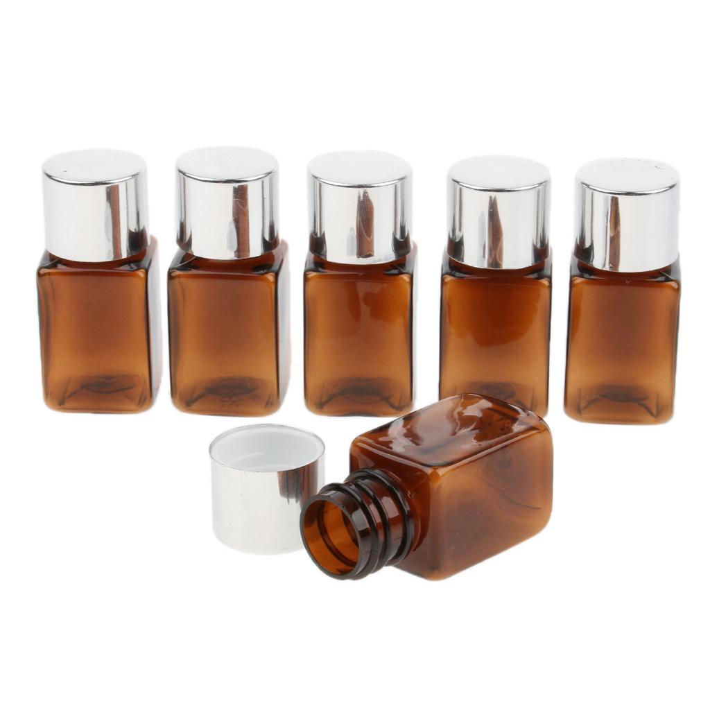 6 Pieces Amber Refillable Empty Essential Oil Makeup Bottle 10ml Silver Cap