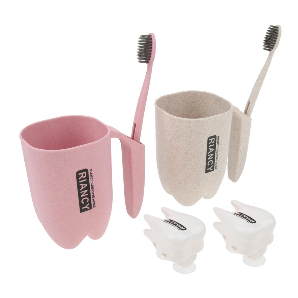 Wheat Fiber Traveling Wash and Rinse Bathroom accessories Pink and White