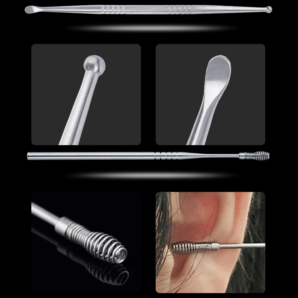 6 Pcs Portable Stainless Steel Ear Pick Tool Set Home Travel Men Women Kids