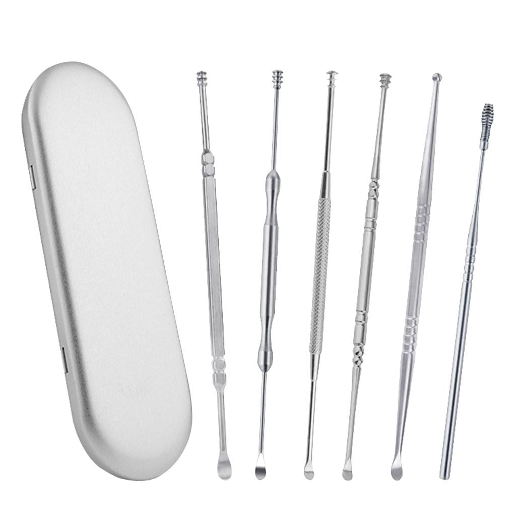 6 Pcs Portable Stainless Steel Ear Pick Tool Set Home Travel Men Women Kids