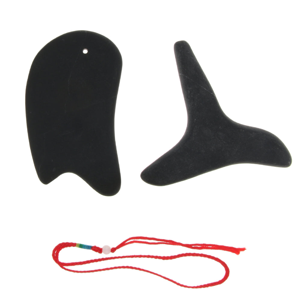 2 Pieces Natural Stone Gua Sha Scraping Tool Guasha Massage Board Scraper