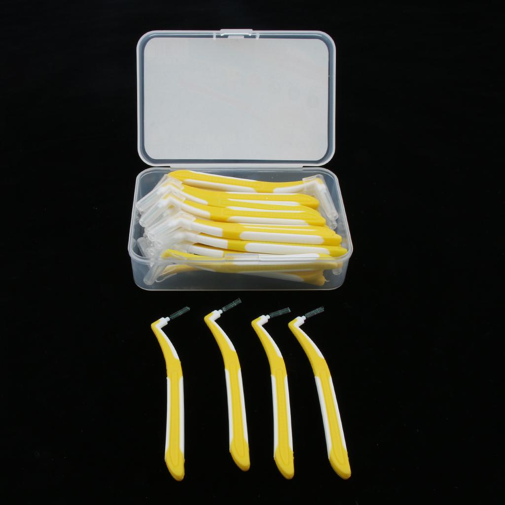 30 Pieces Interdental Brush Toothpick Floss Teeth Cleaner Oral Care Yellow