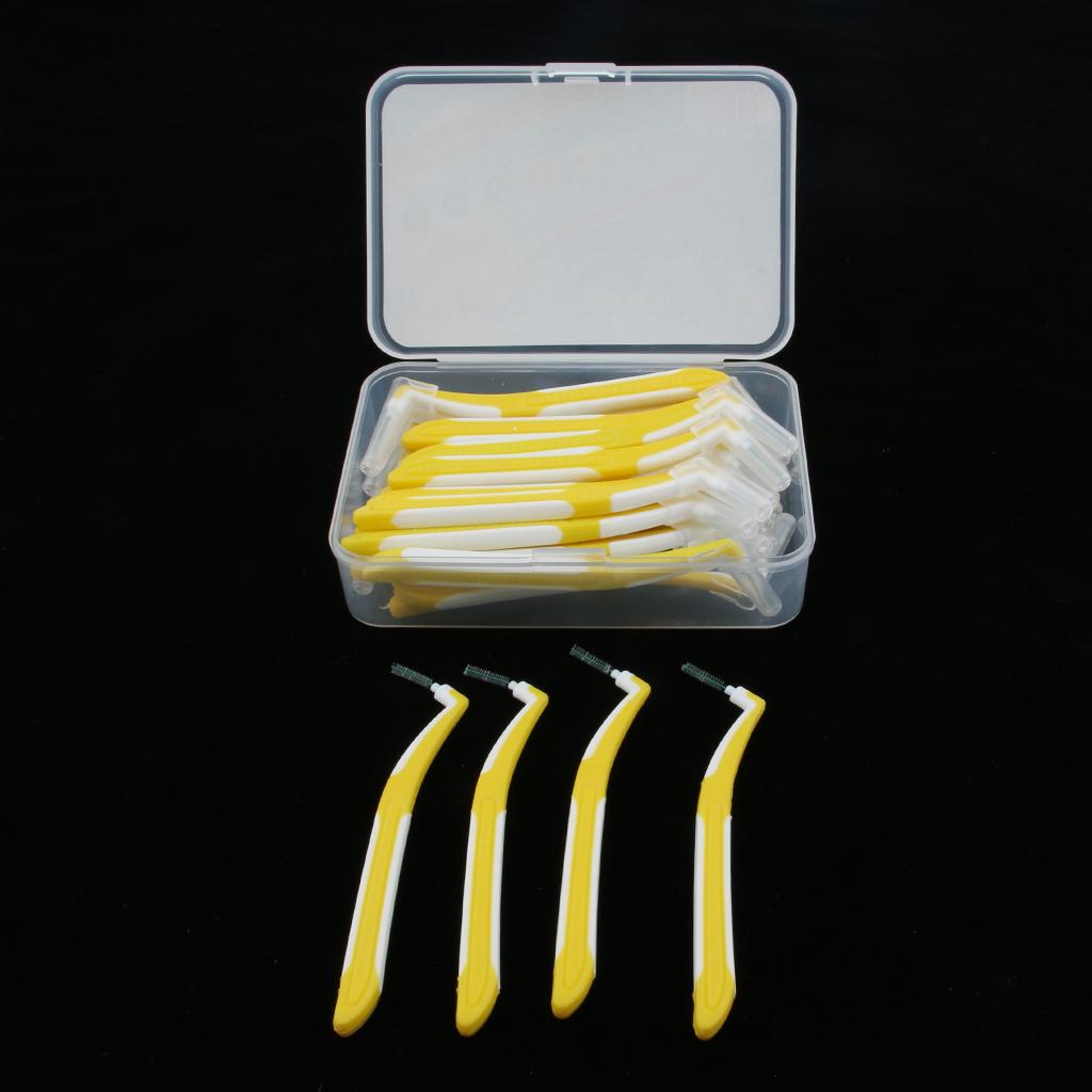 30 Pieces Interdental Brush Toothpick Floss Teeth Cleaner Oral Care Yellow