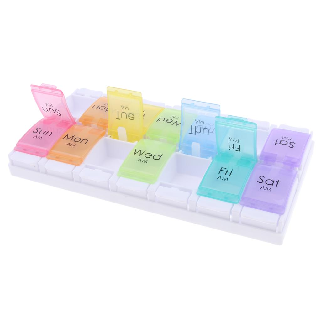 AM PM Large Weekly Medicine Storage Case 7 Day Pill Box Week Organizer