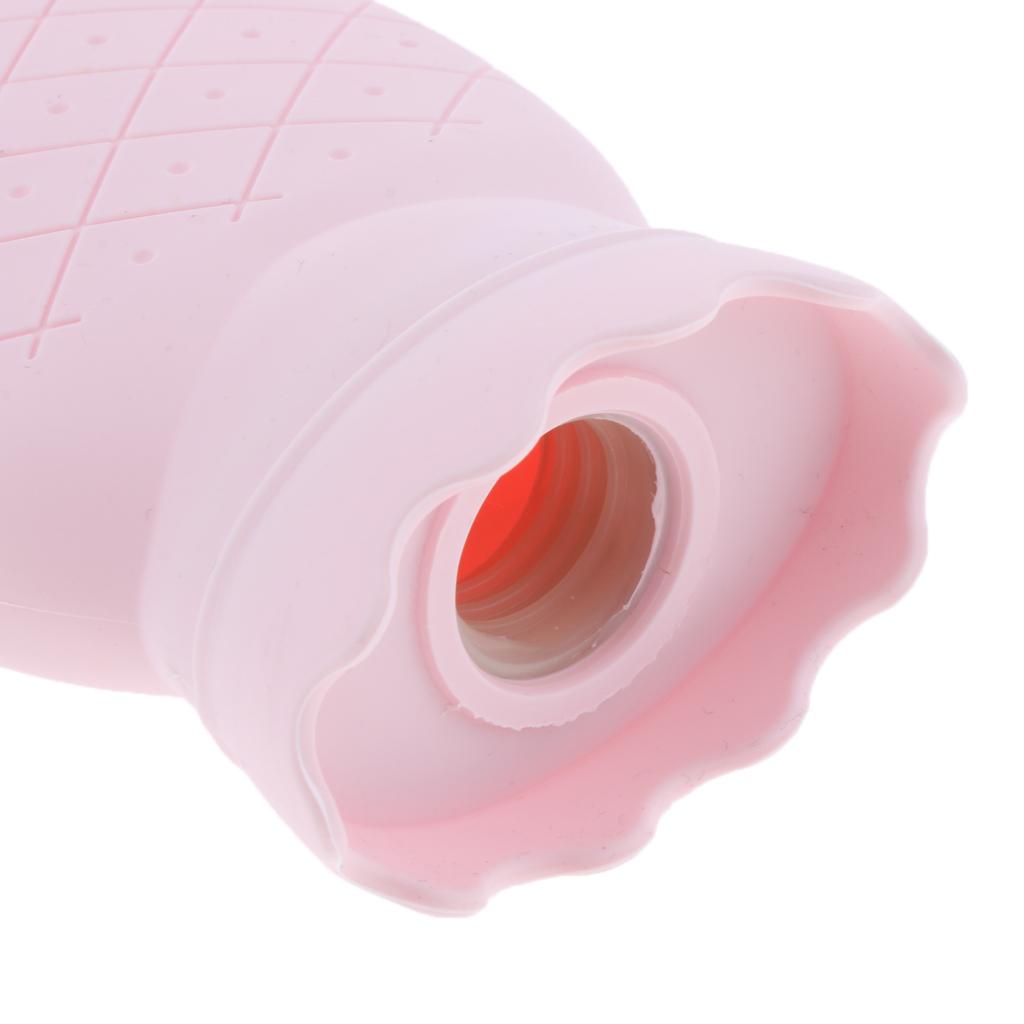 Portable Heat Water Bag Hot Water Bottle with Knit Cover for Warming Pink
