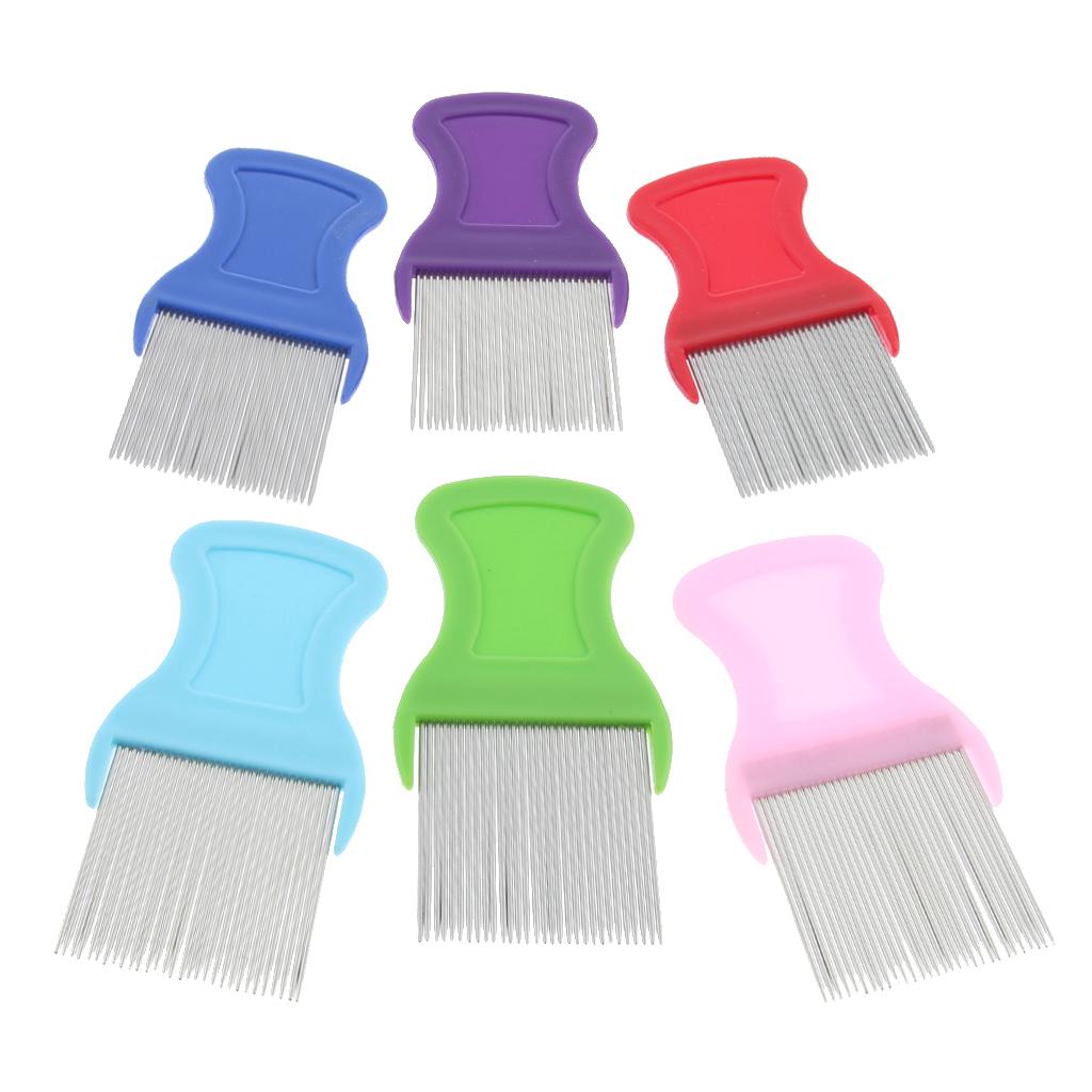 6 Pieces Stainless Steel Louse Comb Nit Remover Kit for Head Lice Treatment