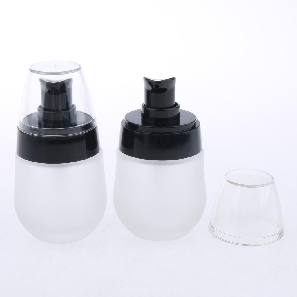 2 Pieces 30ml Frosting Glass Refillable Empty Pump Spray Bottle Black Pump