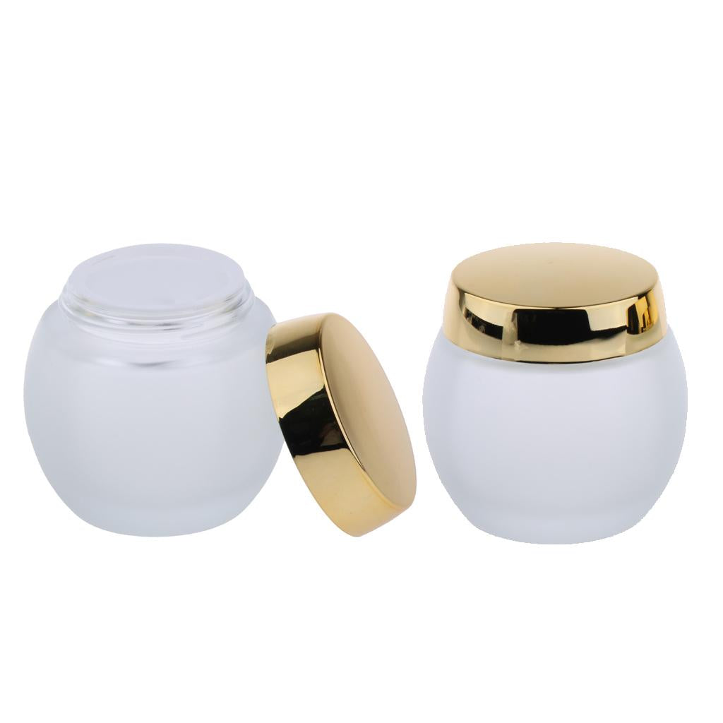 120g Frosted Glass Mask Jar Cream Containers Cosmetic Empty Can Gold Lid