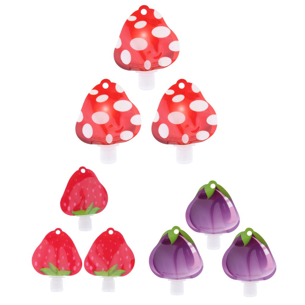 Refillable Empty Squeeze Pouch Lotion Squeezable Bag Bottle Strawberry