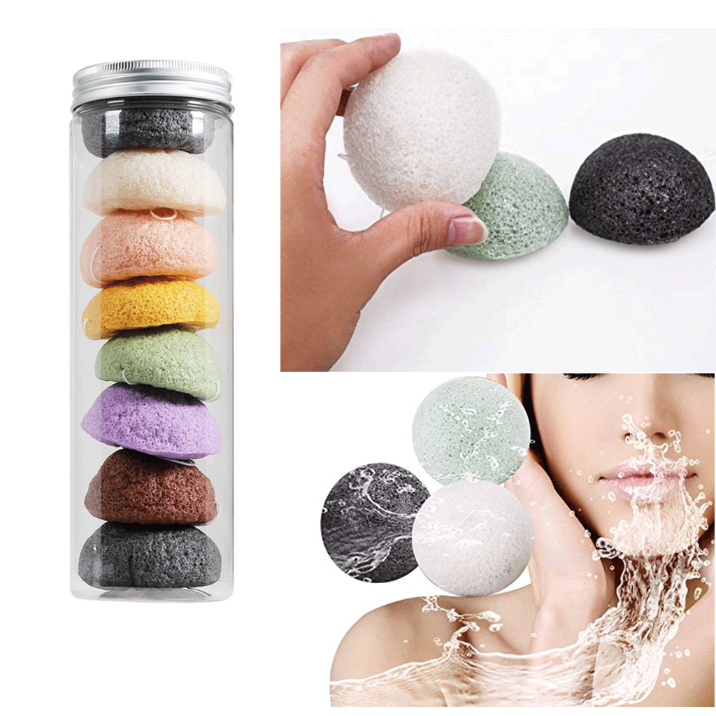 8 Piece Konjac Cleaning Sponge Puff Exfoliating Facial Sponge for Deep Clean