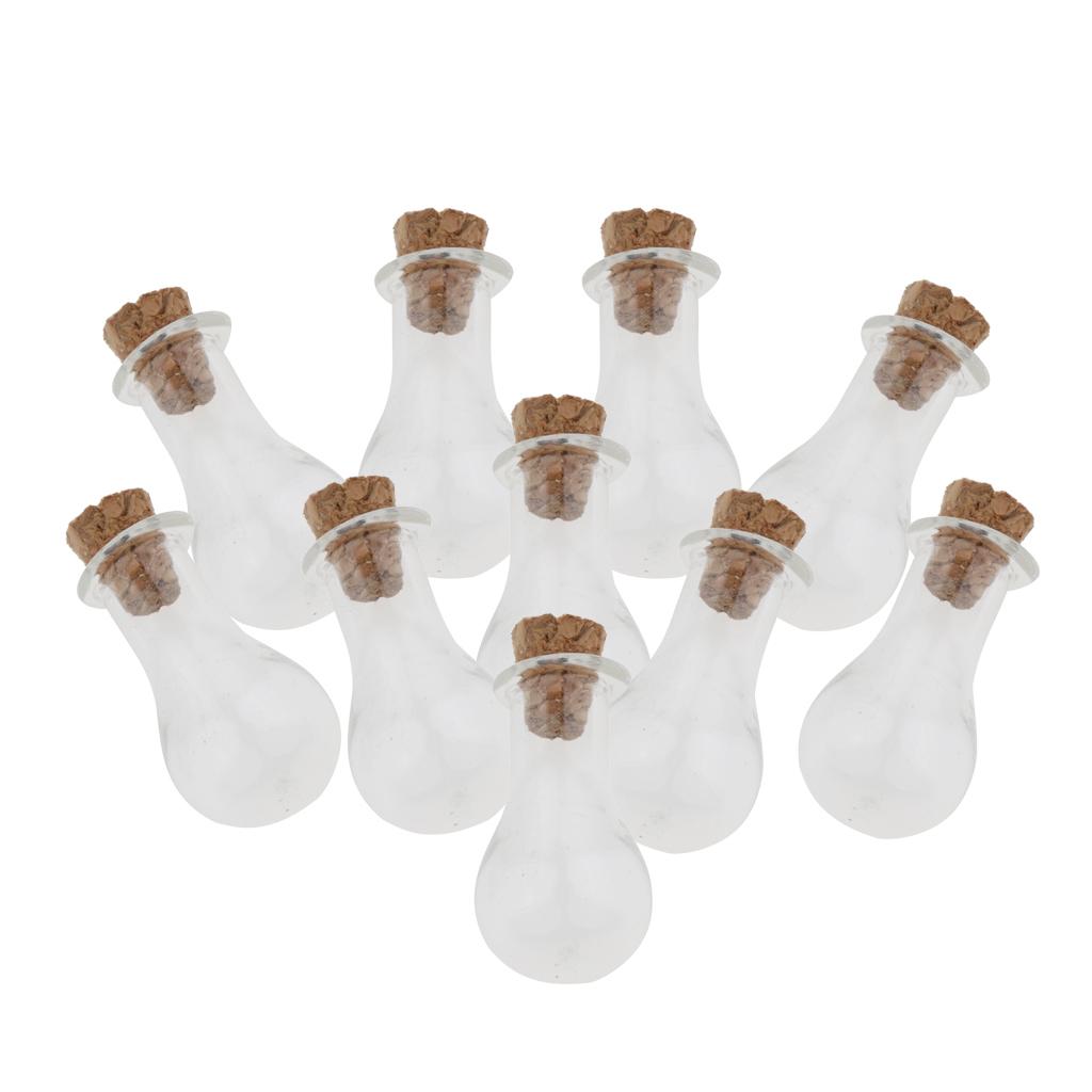 10pcs Mini Empty Glass Wishing Bottles Perfume Jars with Cork Stoppers 12
