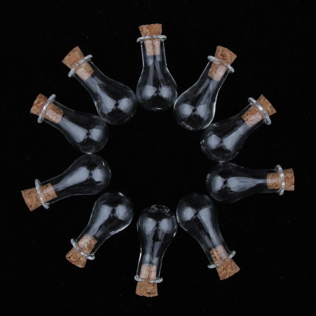 10pcs Mini Empty Glass Wishing Bottles Perfume Jars with Cork Stoppers 12
