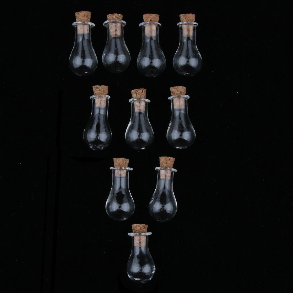 10pcs Mini Empty Glass Wishing Bottles Perfume Jars with Cork Stoppers 12