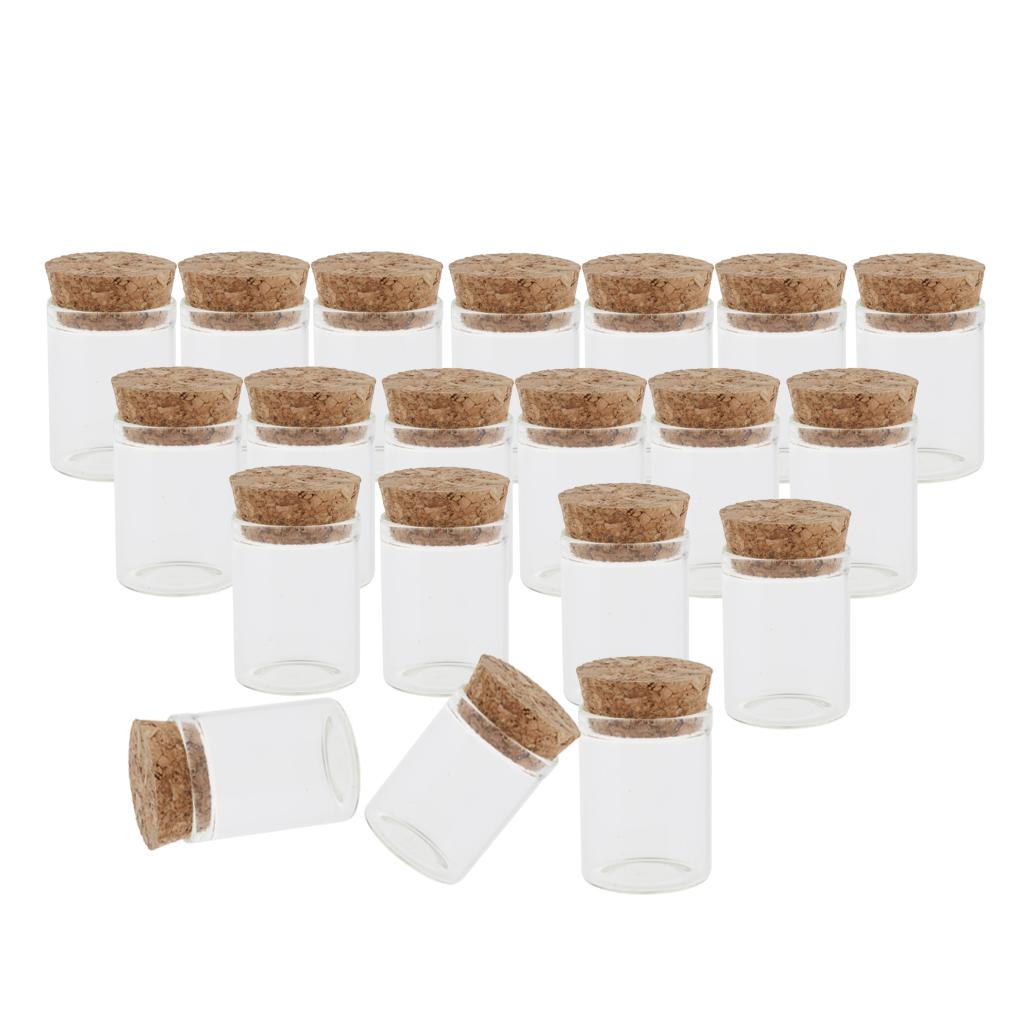 20Pcs 10ml Mini Empty Clear Glass Bottle Vials with Cork Stopper for Storage