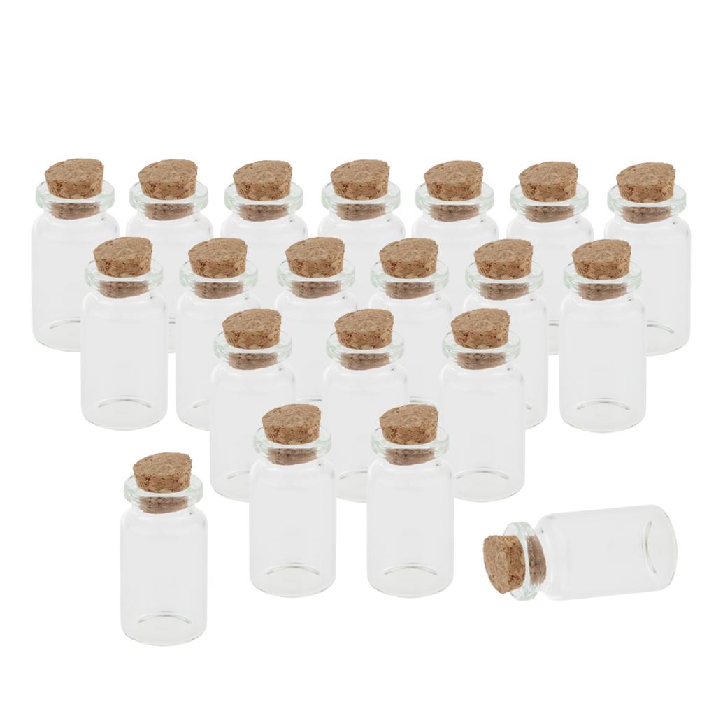 20 Pieces 10ml Mini Cork Stoppers DIY Decoration Glass Bottle Wishing Vials