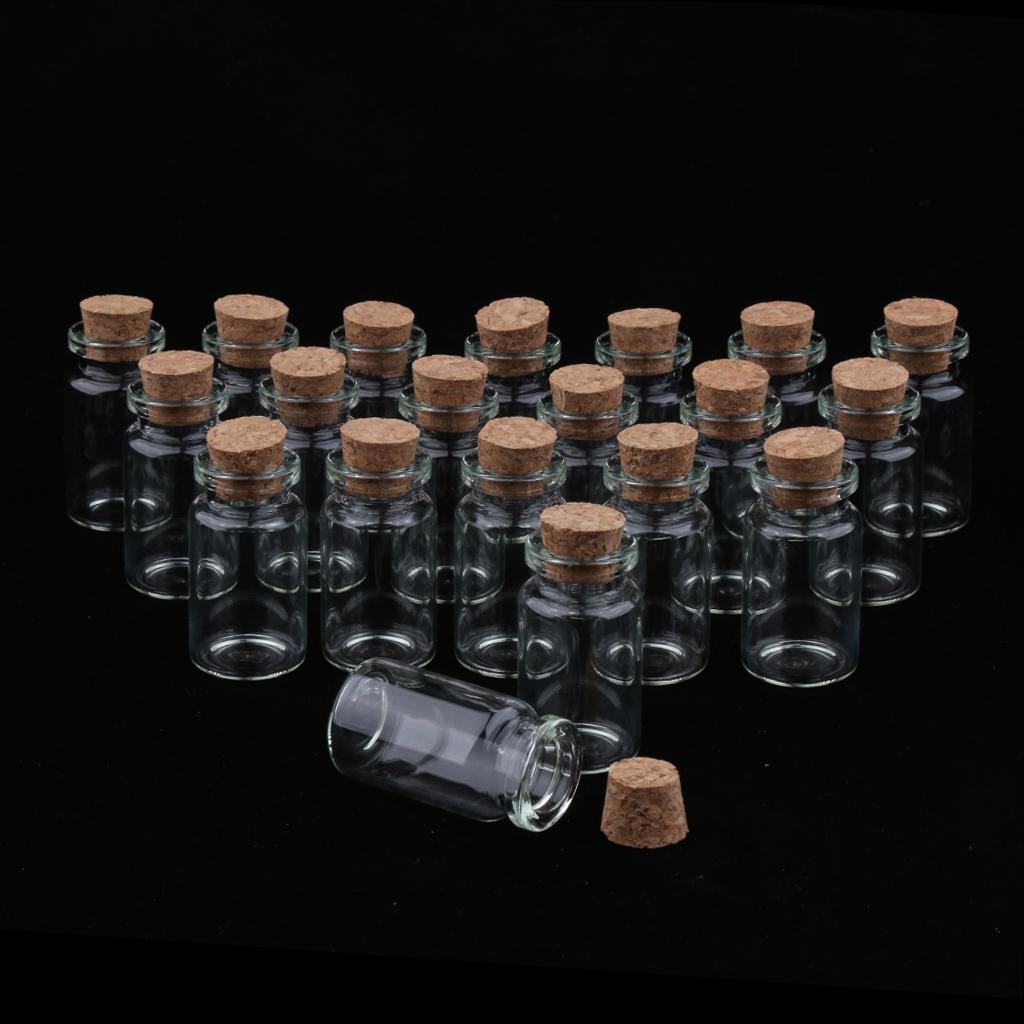 20 Pieces 10ml Mini Cork Stoppers DIY Decoration Glass Bottle Wishing Vials