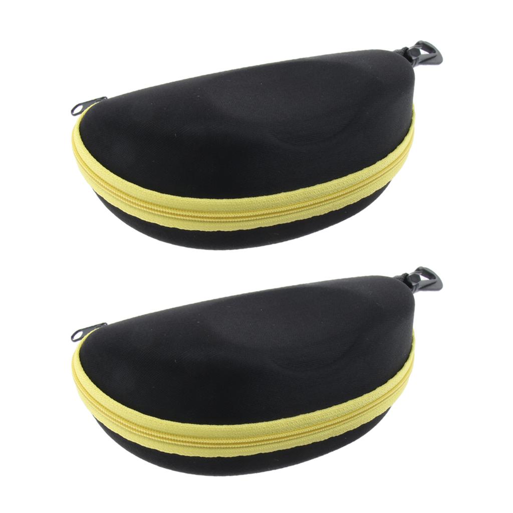 2x Portable Zipper Spectacle Sunglass Eyeglass Case Box Storage Pouch Yellow