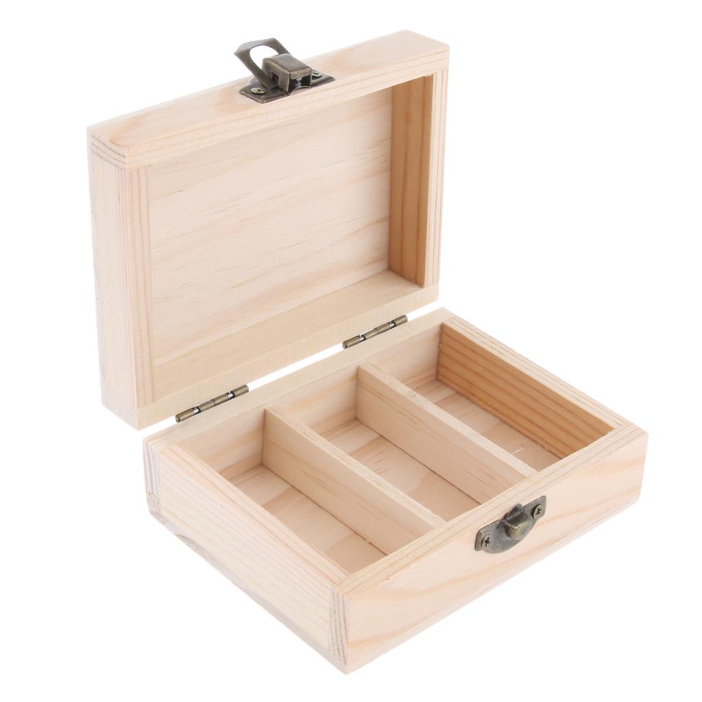 Natural Wood Essential Oils Storage Box Display Carry Case Holder 3 Grids