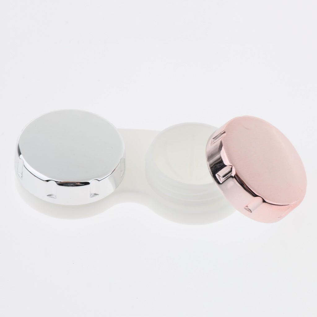 Mini Simple Contact Lens Travel Case Box Container With Mirror Rose Golden