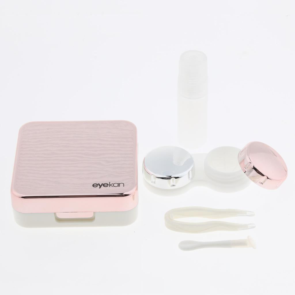 Mini Simple Contact Lens Travel Case Box Container With Mirror Rose Golden