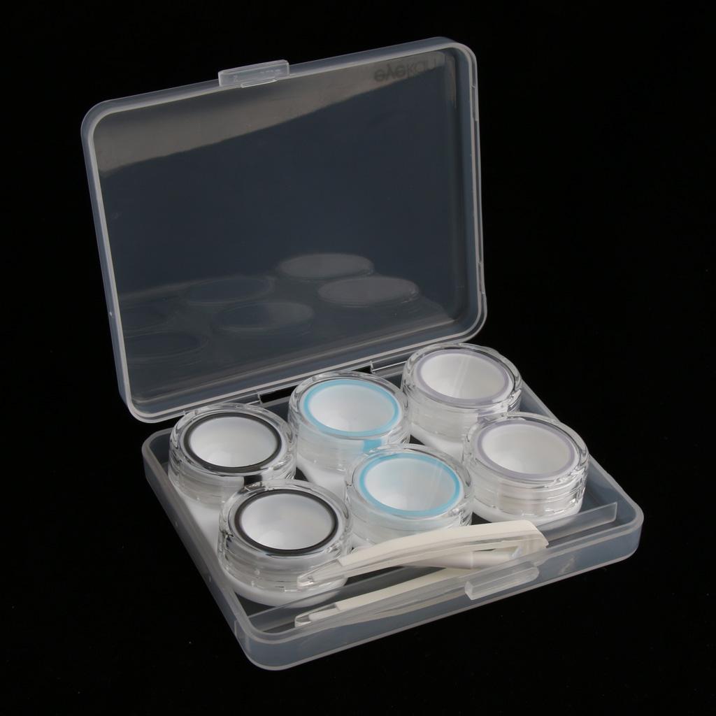 3 Pairs Contact Lens Boxes Travel Soaking Storage Case with Tweezers Kit