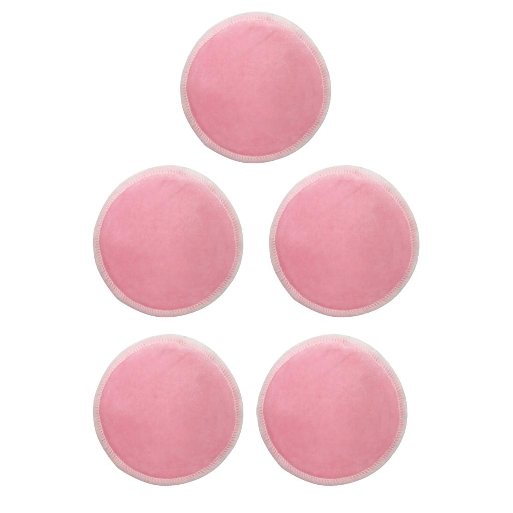 5 Pieces 8cm Reusable Round Bamboo Cotton Facial Makeup Remover Pads Pink