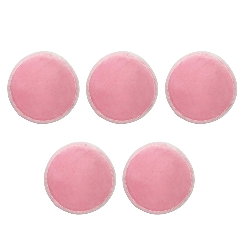 5 Pieces 8cm Reusable Round Bamboo Cotton Facial Makeup Remover Pads Pink