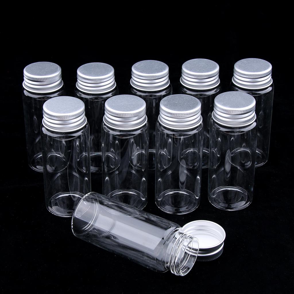 10x High Borosilicate Sample Vials Clear Glass Bottles wit Aluminum Cap 65ml